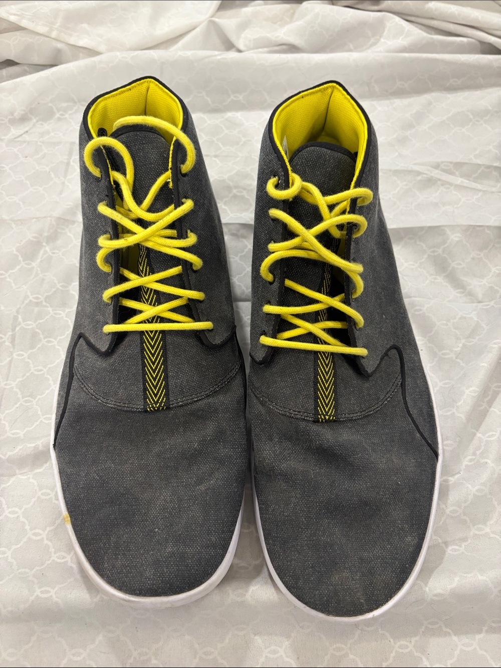 Nike Men's Gray Chukka Boots with Yellow Laces and Lining